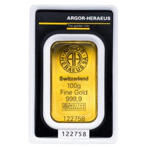 100.0 gram Argor Haraeus Gold Bar (With Assay)