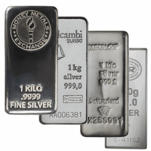 1.0 Kilogram (1000 Grams) 99.9% Silver Generic Bar