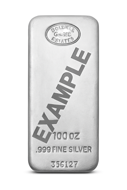 100 oz (3110 Grams) 99.9% Silver Generic Bar